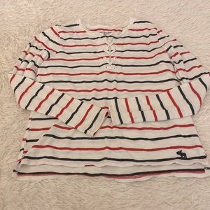 Abercrombie kids black and red striped long sleeve shirt